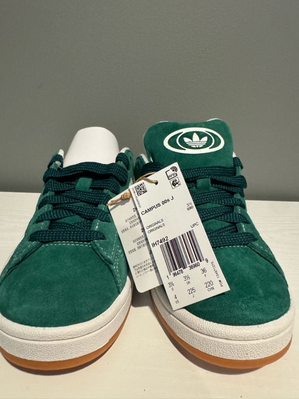 adidas Green & White Suede Low-Top Sneakers